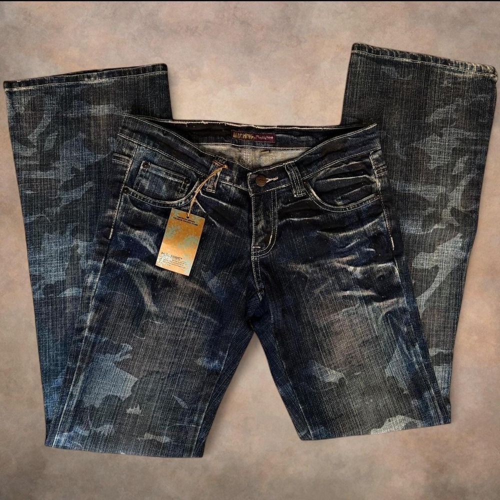 Y2K grunge mcbling Low rise flare camo print jeans